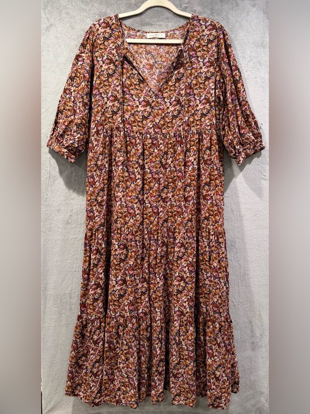 Natural‎ Life Tiered Floral Maxi Dress Womens M Prairie Boho Cottagecore Peasant